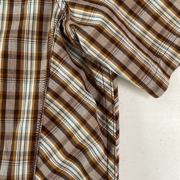 Prana Pearl Snap Plaid Checkered Short Sleeve Button Down Shirt Organic Cotton - Picture 14 of 15